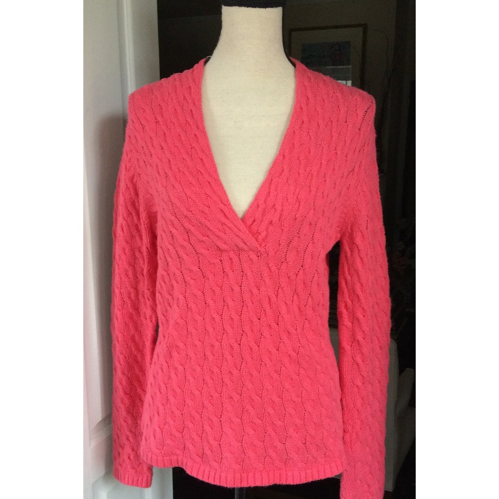 Talbots women's Sweater Pink Size S Cable Knit